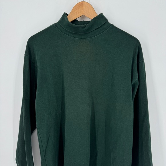 LL Bean Mens Medium Regular Turtleneck Long Sleeve Forest Green Shirt Vintage - Picture 1 of 4